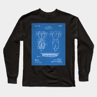 Football Pads Patent - Football Player Coach Team Art - Blueprint Long Sleeve T-Shirt